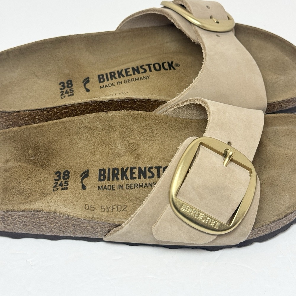 Birkenstock Madrid Big Buckle Slide Sandals Womens Size 7 Narrow Nubuck Leather - Picture 3 of 10